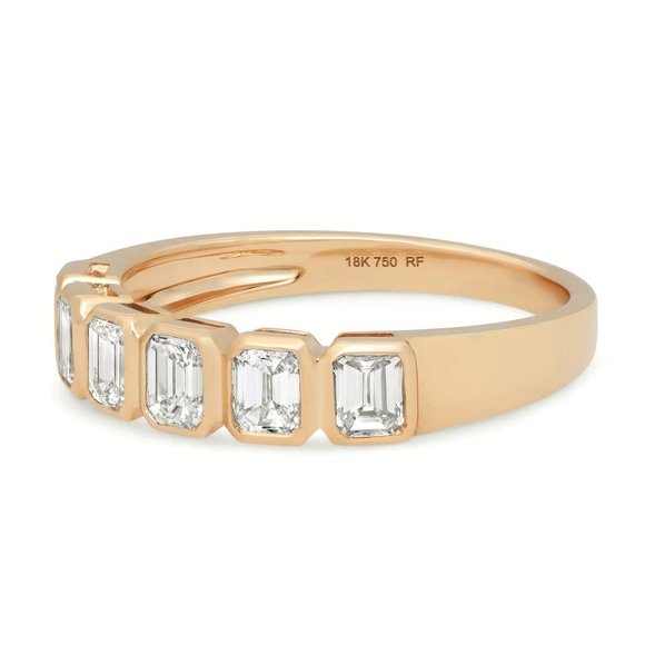 Rachel Koen 1.04Cttw Emerald Cut Bezel Diamond Ring 18K Yellow Gold Size 6.5 - Picture 3 of 6
